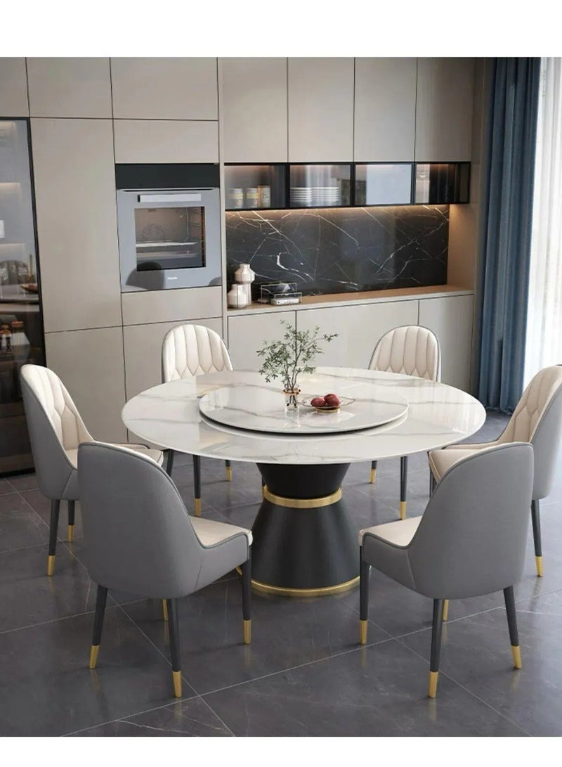 Wooden Twist Round Modern Dining Table with Rotatable Top - Image 1
