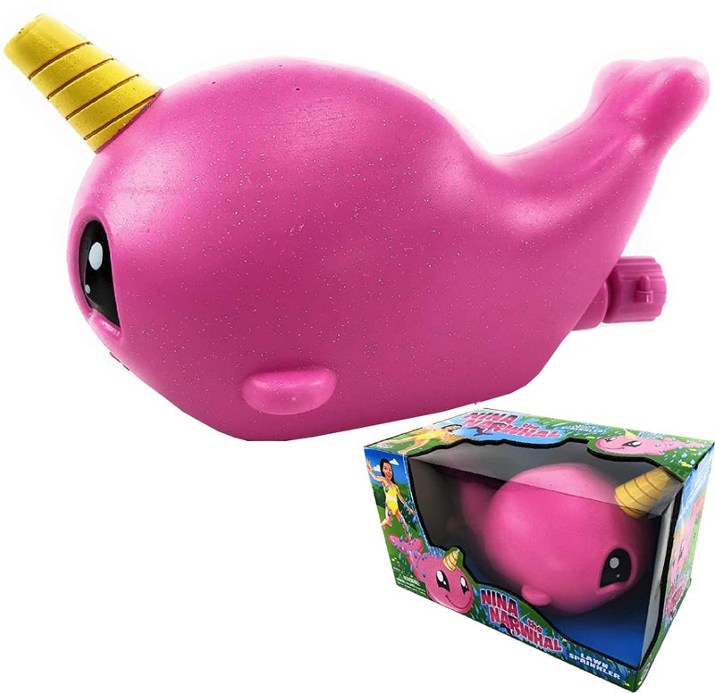 Matty's Toy Stop Nina The Narwhal (Pink Unicorn of The Sea) Water Sprinkler - Image 1