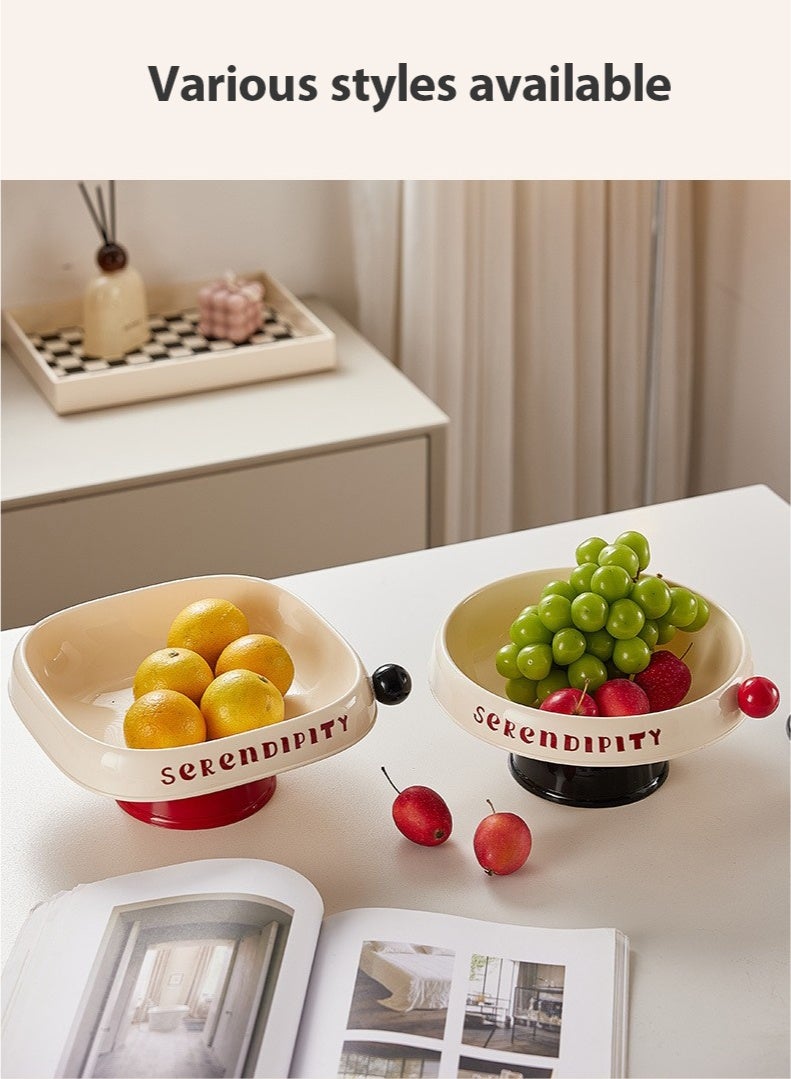 صينية تخزين كبيرة السعة عالية الساق، علبة حلوى للمطبخ للوجبات الخفيفة للتجفيف، صينية تخزين مزخرفة، صينية شاي، صينية تخزين، صينية تخزين، صينية ديكور منزلي، لديكور غرفة المعيشة في غرفة المعيشة في المنزل - مربعة وحمراء - Image 5