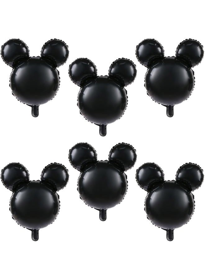 LIYDE 6 Pcs Mouse Head Balloons, 24'' Black Aluminum Foil Balloons for Birthday Party Decorations - Image 1