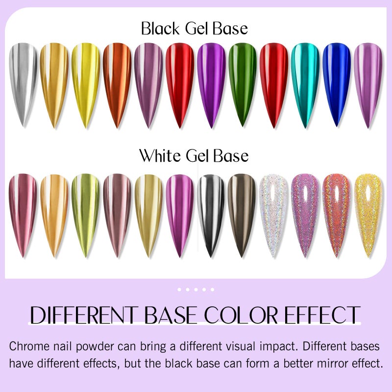SAVILAND Chrome Nail Powder Set: 24 Colors Metallic Mirror Effect Iridescent Chrome Powder for Gel Polish Holographic Chameleon Nail Art Decoration Glitter Pigment Dust DIY Manicure Kit Home Salon Use - Image 2