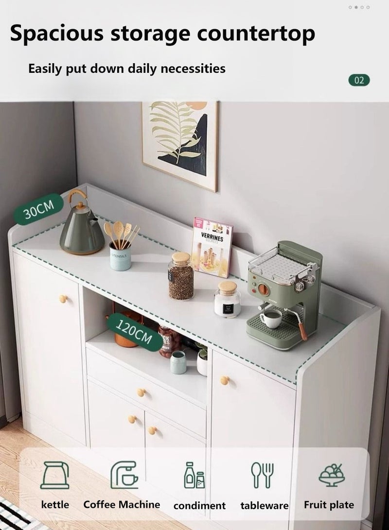 خزانة تخزين المطبخ الخزانة الجانبية ، خزانة المطبخ الخشبية مع 1 درج و 4 أبواب لفرن الميكروويف ، رفوف تخزين مستقلة لغرفة الطعام غرفة المعيشة والمطبخ (CDA5) - Image 5