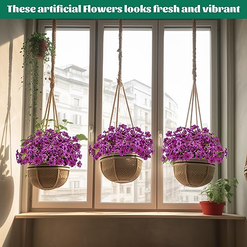Lnoicy 24 Pcs Artificial Flowers for Outdoor,Plastic Flowers Decoration, UV Resistant Faux Flowers Shrubs, Artificial Plants for Indoor Outside Garden Home Wedding Farmhouse(Fuchsia) - Image 4
