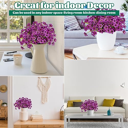 Lnoicy 24 Pcs Artificial Flowers for Outdoor,Plastic Flowers Decoration, UV Resistant Faux Flowers Shrubs, Artificial Plants for Indoor Outside Garden Home Wedding Farmhouse(Fuchsia) - Image 5