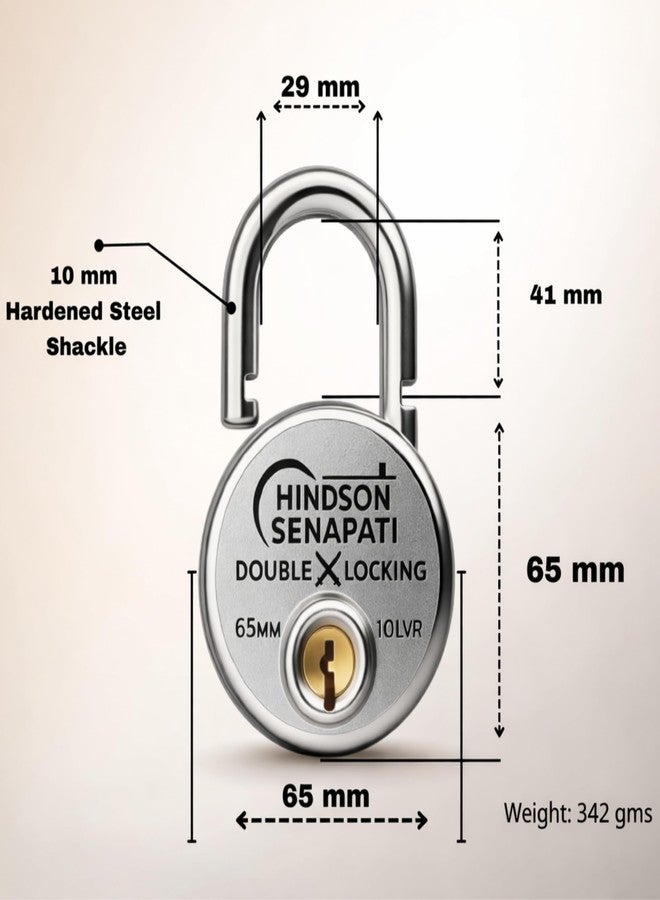 HINDSON Senapati 65mm Double Locking Padlock with 10 Lever Security, 4 Keys, Heavy Duty Lock and Key for Home, Door, Gate and Outdoor Use - Image 3
