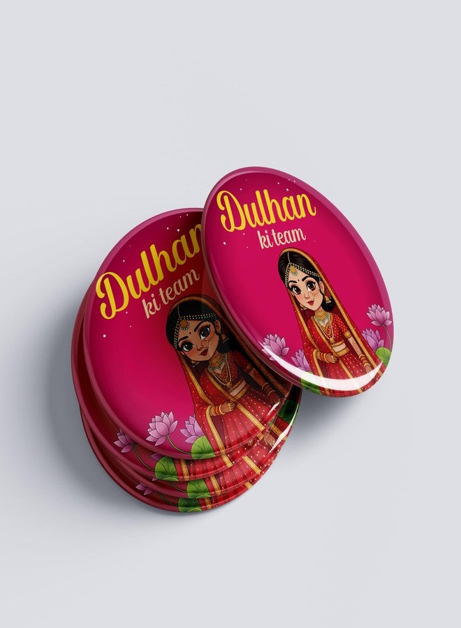Visibee Dulhan Ki Team Pin Badge 58mm | Pack of 9 | Haldi, Wedding, Baraat & Bachelor Party - Image 4