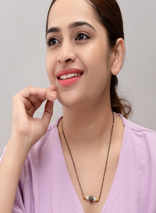 Heeva Creation Women's Pride Stylish Mangalsutra Necklace With Black Pendant Black Bead Fancy Chain For Woman and Girls.Pack Of 1. - Image 4