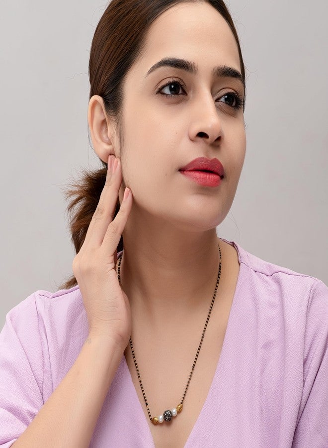 Heeva Creation Women's Pride Stylish Mangalsutra Necklace With Black Pendant Black Bead Fancy Chain For Woman and Girls.Pack Of 1. - Image 3