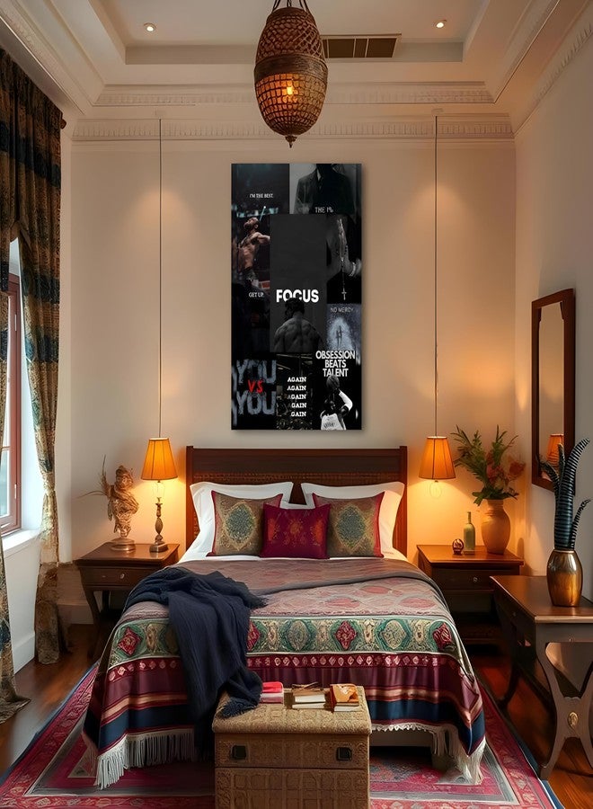 Frame House’s Motivation Collage Poster | “Focus", "No Mercy", "You vs You”, Inspirational Wall Art for Fitness, Athletes & Hustlers | 12x18 Inch Dark Aesthetic Print for Gym, Office, or Bedroom Decor - Image 3