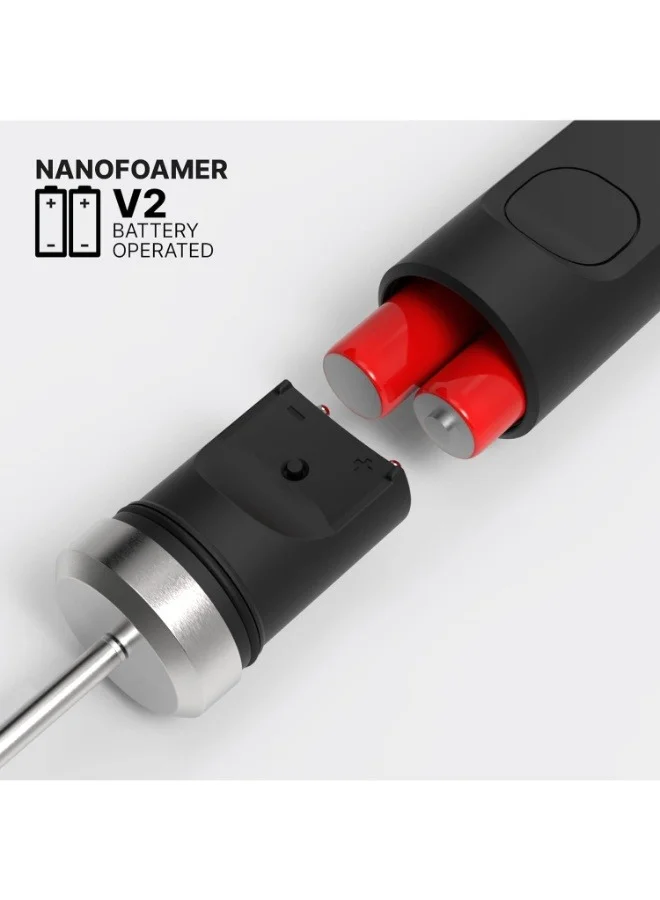 صبمينيمال NanoFoamer V2 - صانع رغوة القهوة المحمول، للكابتشينو أو كافيه لاتيه، يعمل بالبطارية (2xAA)، مع شاشتين نانوية رفيعة وفائقة الدقة | لعشاق القهوة وباريستا