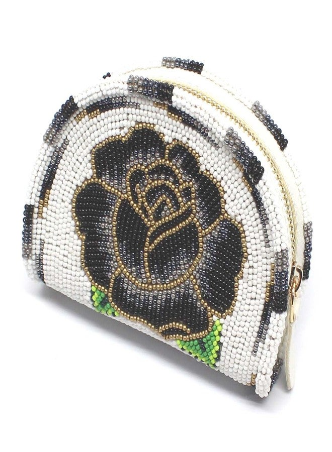 La vivia Lavivia Handmade Beaded Coin Purse, Native American Style Beaded Coin Pouch, Colorful Czech Beads Coin Bag, Small Wallets for her, Suitable Gifts for Her. White - Image 1