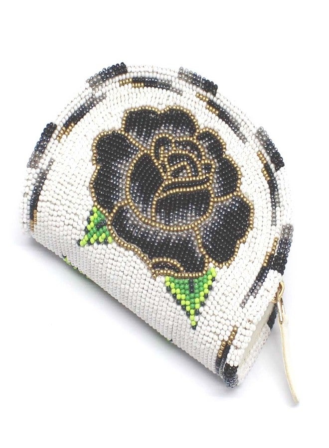 La vivia Lavivia Handmade Beaded Coin Purse, Native American Style Beaded Coin Pouch, Colorful Czech Beads Coin Bag, Small Wallets for her, Suitable Gifts for Her. White - Image 3