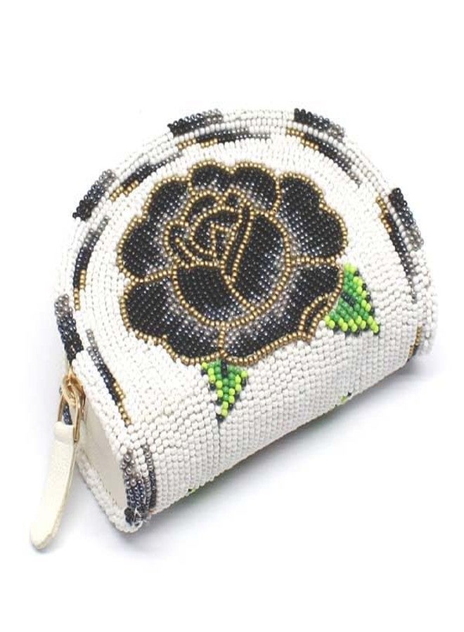 La vivia Lavivia Handmade Beaded Coin Purse, Native American Style Beaded Coin Pouch, Colorful Czech Beads Coin Bag, Small Wallets for her, Suitable Gifts for Her. White - Image 2