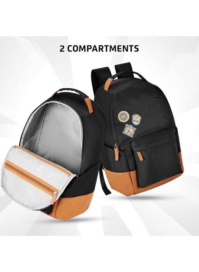 Safari Dart 3 24L College backpack, 2 compartments, 17" laptop compatible, Smart trolley sleeve, Front pocket, college backpack bags for women and men, travel bag, Ideal for Students, Color - Black - Image 2