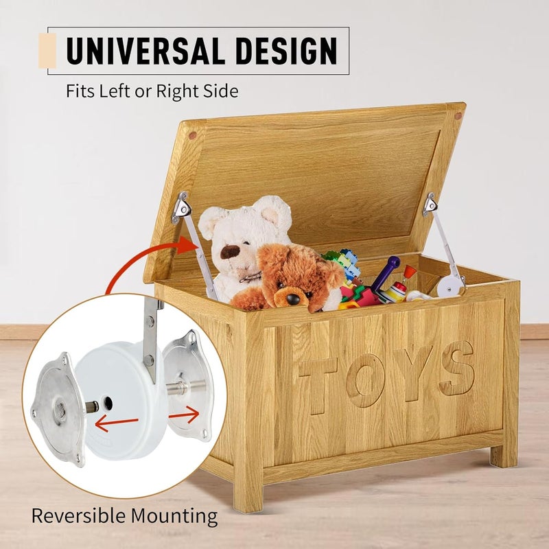HBL 2 Pack | Toys Box Hinges Soft Close - ’ Lid Support Chest Hinges for Wooden Toy Box, Cedar, Storage Trunk & Benches, Made of Zinc Alloy, Safety & Heavy Duty. - Image 4