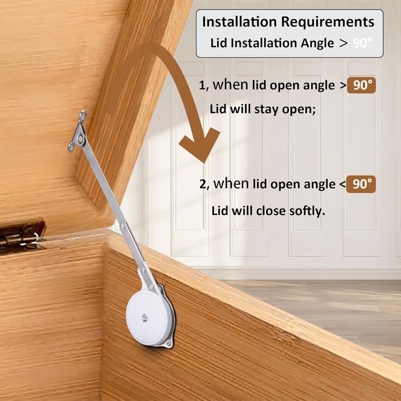 HBL 2 Pack | Toys Box Hinges Soft Close - ’ Lid Support Chest Hinges for Wooden Toy Box, Cedar, Storage Trunk & Benches, Made of Zinc Alloy, Safety & Heavy Duty. - Image 3