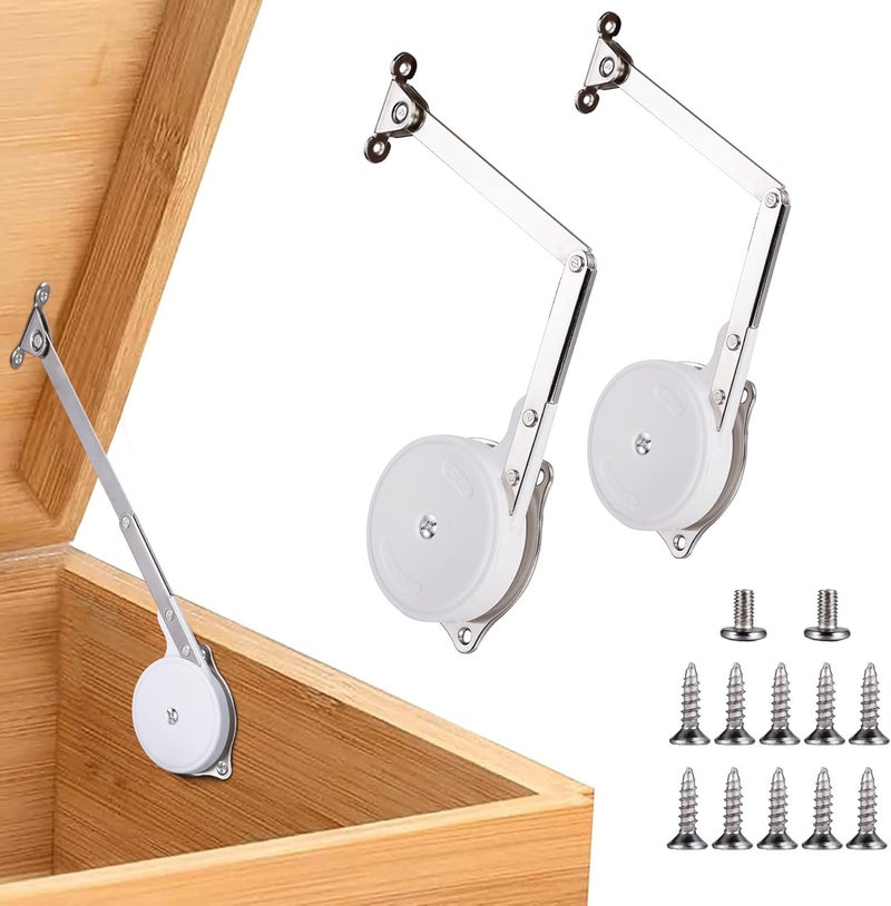 HBL 2 Pack | Toys Box Hinges Soft Close - ’ Lid Support Chest Hinges for Wooden Toy Box, Cedar, Storage Trunk & Benches, Made of Zinc Alloy, Safety & Heavy Duty. - Image 1