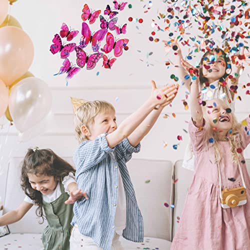 OPSEAM Butterfly Wall Decor 24/48 PCS, 3D Butterflies Stickers for Party Decorations with Magnets (Purple&red, 24) - Image 2