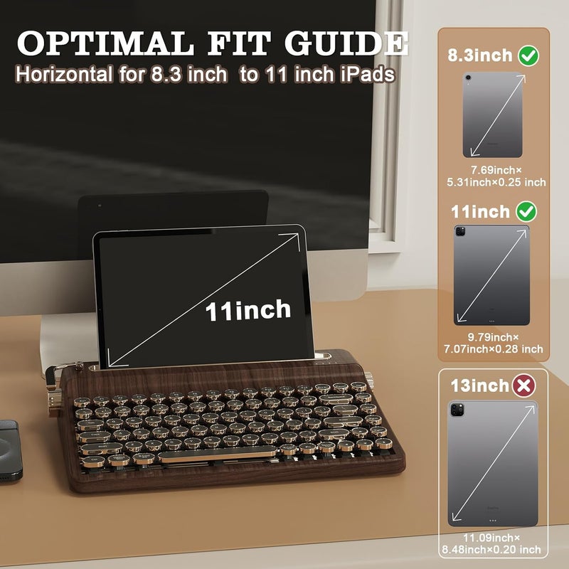لوحة مفاتيح YUNZII QL75 Retro Typewriter بتقنية الاستبدال السريع (Hot Swap) مع إضاءة RGB (لون الخشب، كريم الكاكاو، الإصدار V2) | مزودة بقاعدة مدمجة، أزرار دائرية على طراز “بانك” (Punk style), قابلة للبرمجة عبر تقنيات QMK/VIA، وتدعم الإضاءة RGB لعدة أجهزة، بتوصيلات 2.4GHz/Type-C/BT5.0 - Image 3