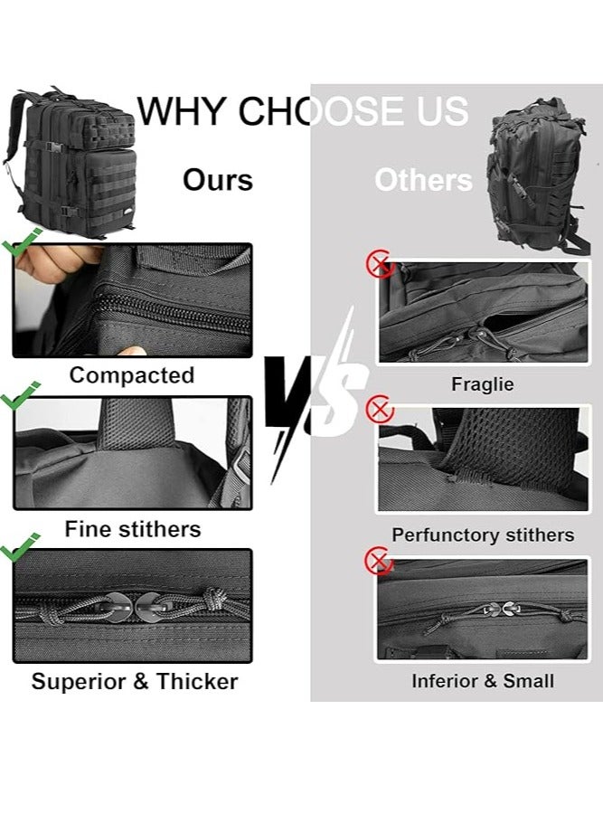 Generic 45L Multi-Pocket Military Tactical Backpack Cycling Travel Mountaineering Men's Outdoor Sports Bag Comfortable Breathable Backpack Waterproof Multifunctional Casual Backpack Black  - Image 4