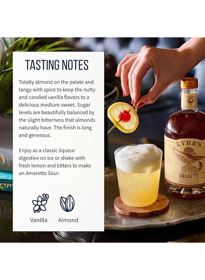 LYRE'S Amaretti Non-Alcoholic Spirit 700ml, Premium Zero-Alcohol Amaretto-Style Drink - Image 5