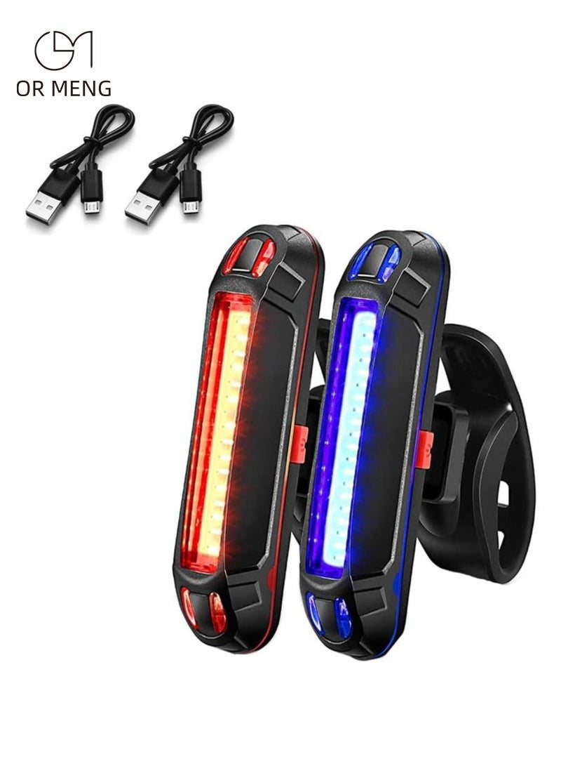 أو مينج ضوء خلفي للدراجة (عبوتان) – قابل للشحن USB، فائق السطوع، 5 أوضاع إضاءة - Image 1