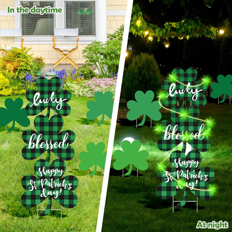 sewrung 9 PCS St Patricks Day Decorations Outdoor Yard Signs with Matel Stakes - St Patricks Day Yard Decorations Outdoor - Shamrock Decorations for Saint Patricks Day - Image 3