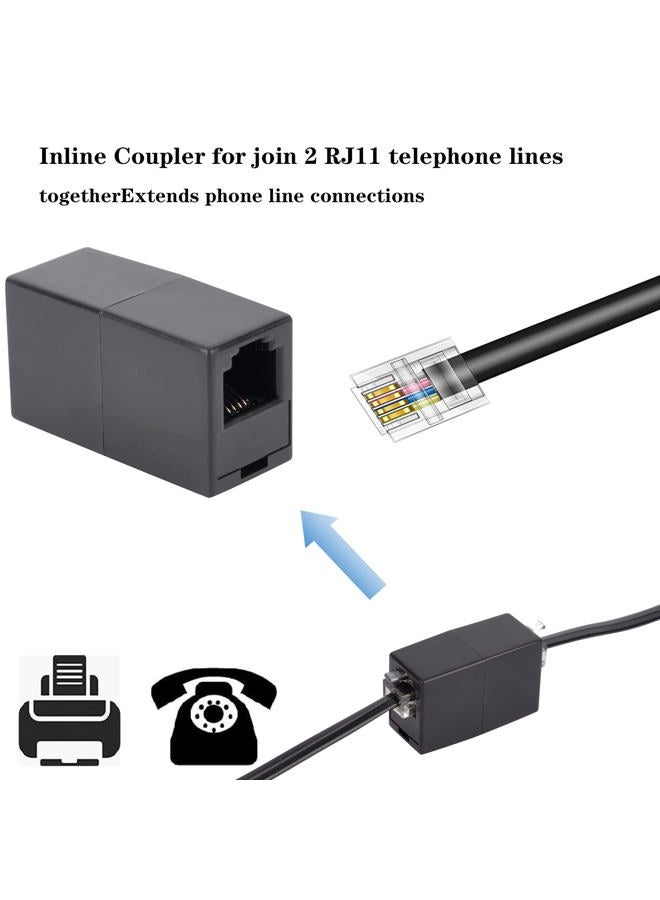 Ubramac Telephone Extension Cord Phone Cable Line Wire, with Standard RJ11 Plug (15FT-Black) - Image 4