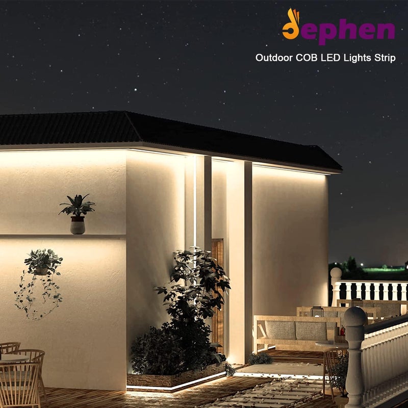 أضواء شريط LED COB 16.4 قدم/5 متر، معتمدة من UL 4000K شريط أضواء LED مقاوم للماء IP67، 528 LED/متر 24V ضوء حبل LED، عرض 10 مم وشريط لاصق 3M لديكور الإضاءة الداخلية والخارجية (لا يشمل مصدر الطاقة) - Image 2