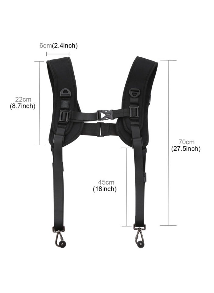 AL RAID - Professional Camera Dual Shoulder Harness, Quick Release DSLR Strap, Black, Adjustable Comfort Sling - Image 1