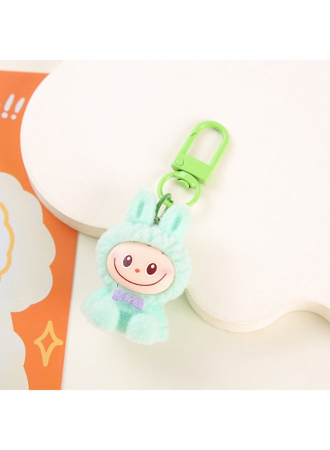 NIBEMINENT Resin Cartoon Cute Flocking LABUBU Keychain, Pendant Doll Accessory Key Chain Gift 