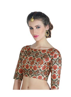Studio Shringaar Studio Shringaar Women's Readymade Digital Printed Saree Blouse With Boat Neck (Size, 50)  - Image 5