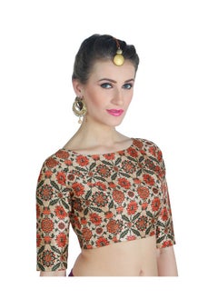 Studio Shringaar Studio Shringaar Women's Readymade Digital Printed Saree Blouse With Boat Neck (Size, 50)  - Image 4