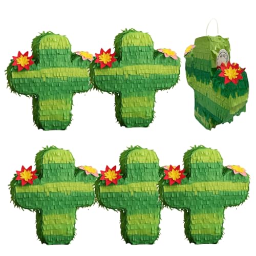 GIFTEXPRESS 6Pack 6 Mini Cactus Pinatas Pinatas for Cinco De Mayo Fiestas Taco Llama Birthday Carnival Classroom Table Centerpiece Party Favor and Decoration - Image 1