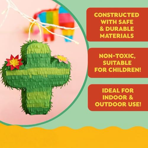 GIFTEXPRESS 6Pack 6 Mini Cactus Pinatas Pinatas for Cinco De Mayo Fiestas Taco Llama Birthday Carnival Classroom Table Centerpiece Party Favor and Decoration - Image 5