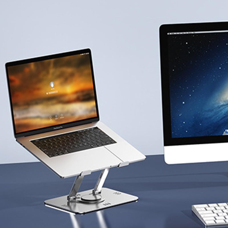 Silver Tablet Desk Mount Stand Aluminum Alloy 360 Degree Swivel Height Adjustable with Enhanced Weight Bracket - Image 4