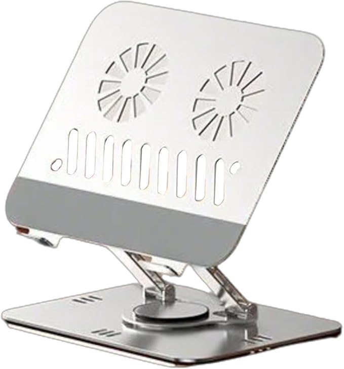 Silver Tablet Desk Mount Stand Aluminum Alloy 360 Degree Swivel Height Adjustable with Enhanced Weight Bracket - Image 1