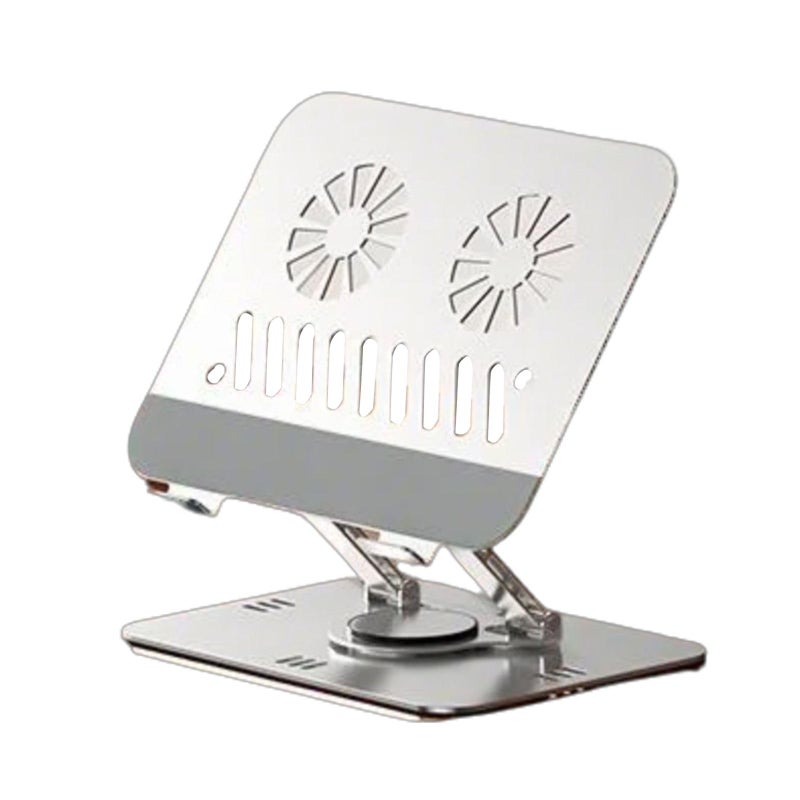 Silver Tablet Desk Mount Stand Aluminum Alloy 360 Degree Swivel Height Adjustable with Enhanced Weight Bracket - Image 2