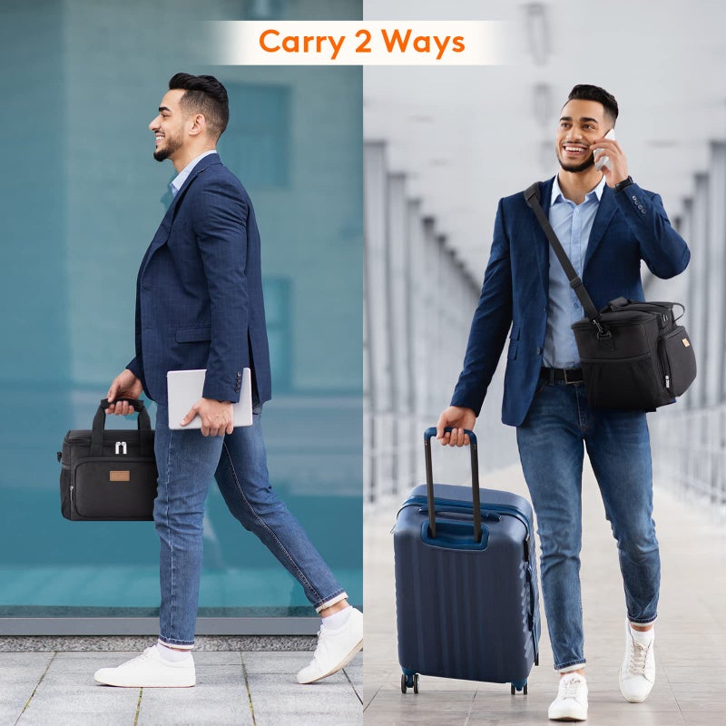 Lifewit حقيبة غداء كبيرة من لايف ويت، صندوق غداء معزول، برودة ناعمة، حقيبة تبريد للبالغين رجال ونساء، سوداء 24 علبة (15 لتر) - Image 5