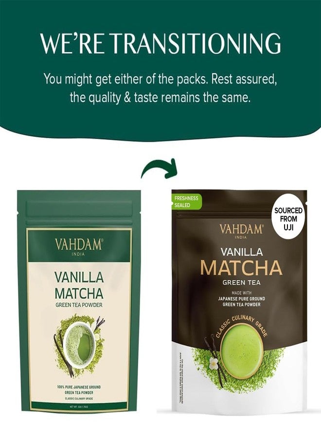 VAHDAM, Vanilla Matcha Green Tea Powder - 1.76oz | Pure Madagascar Vanilla + Premium Authentic Japanese Matcha | Hot or Iced - Vegan & Gluten-Free - Image 2