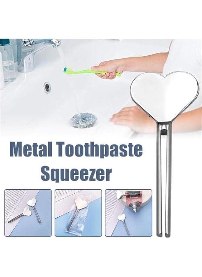 Generic 3Pcs Silver Manual Toothpaste Squeezer Heart Stainless Steel Dispenser Tube Squeezer Hand Cream Tube Key Roller Set Bathroom Accessories Daily Living Tube Squeezing Aids, Toothpaste Tube Squeezer  - Image 4