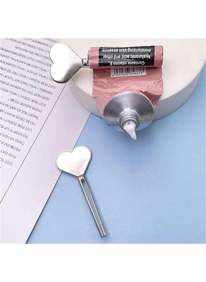 Generic 3Pcs Silver Manual Toothpaste Squeezer Heart Stainless Steel Dispenser Tube Squeezer Hand Cream Tube Key Roller Set Bathroom Accessories Daily Living Tube Squeezing Aids, Toothpaste Tube Squeezer  - Image 5