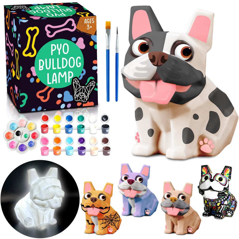 FUNZBO Paint Your Own Dog French Bulldog Lamp Kit Arts and Crafts Supplies Painting for Kids Teens DIY Night Light Dog Toy for Girl Boy 3 4 5 6 7 8 9 10 11 12 Birthday Gifts - Image 2