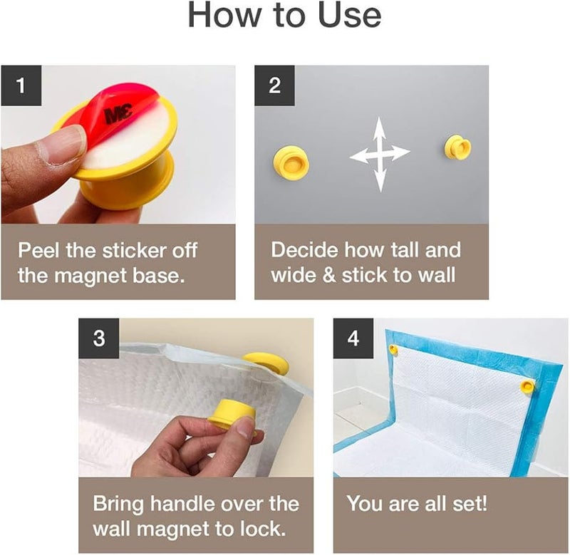 حامل سجادة تبول الكلاب المغناطيسي من بيتزي للحائط أصفر عبوة من ٢ لتدريب الحمام - Image 5