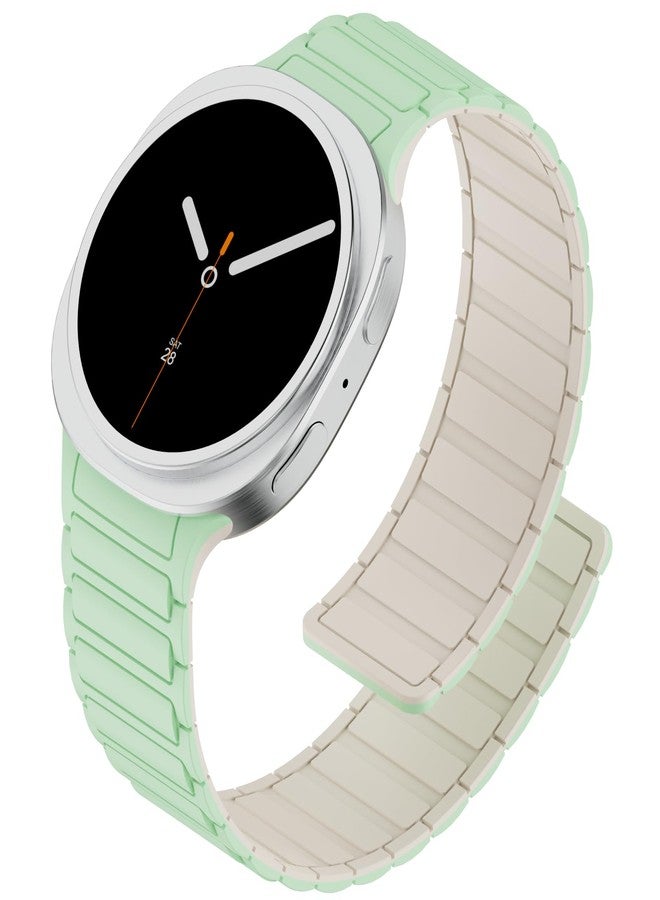 Vigamen Magnetic Silicone Band Compatible with Samsung Galaxy Watch 8 40mm 44mm/Galaxy Watch 8 Classic 46mm,22mm No Gap Waterproof Soft Sport Replacement Loop Strap for Men Women,Mint Green/Starlight - Image 1