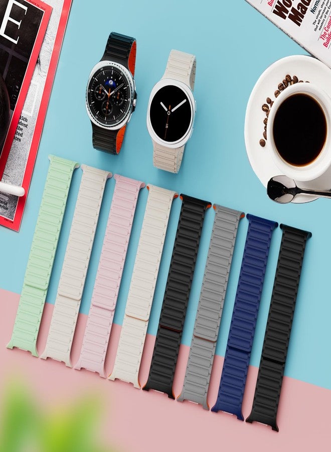 Vigamen Magnetic Silicone Band Compatible with Samsung Galaxy Watch 8 40mm 44mm/Galaxy Watch 8 Classic 46mm,22mm No Gap Waterproof Soft Sport Replacement Loop Strap for Men Women,Mint Green/Starlight - Image 5