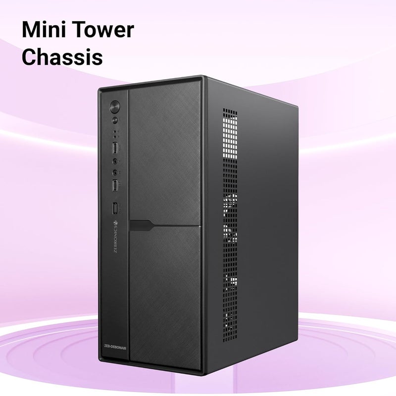 ZEBRONICS Debonair, Computer Chassis, Micro ATX/Mini ITX, USB x 2, Front Audio, Perforated Side Panel, Top-Mounted PSU - Image 2