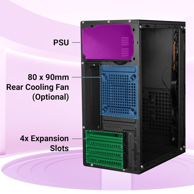 ZEBRONICS Debonair, Computer Chassis, Micro ATX/Mini ITX, USB x 2, Front Audio, Perforated Side Panel, Top-Mounted PSU - Image 5