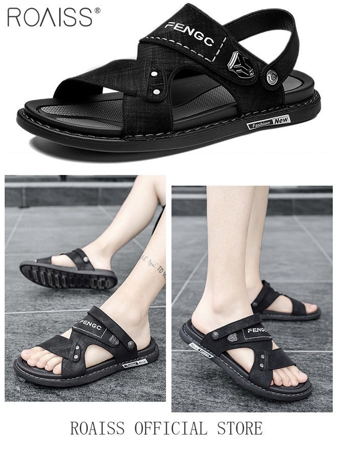 roaiss Arabic Sandals with Anti-Slip Sole and Ergonomic Design, Summer Beach Sandals, Men's Criss Cross Sandals, Simple Open Toe Outdoor Slippers with Letter Pattern, Perfects for Any Casual Date, Walking, Swimming Pool, Beach or Driving - Image 5