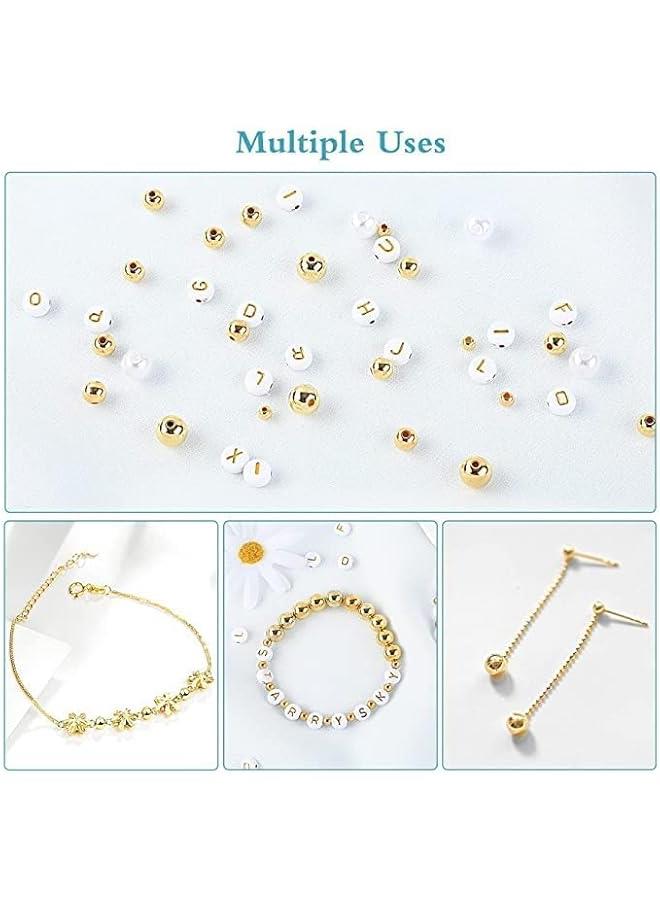 FYLX 1800 Beads Making Kit with Gold Round Beads Alphabet Beads White Pearls Beads and Elastic String for DIY Bracelet Jewelry Craft - Image 5